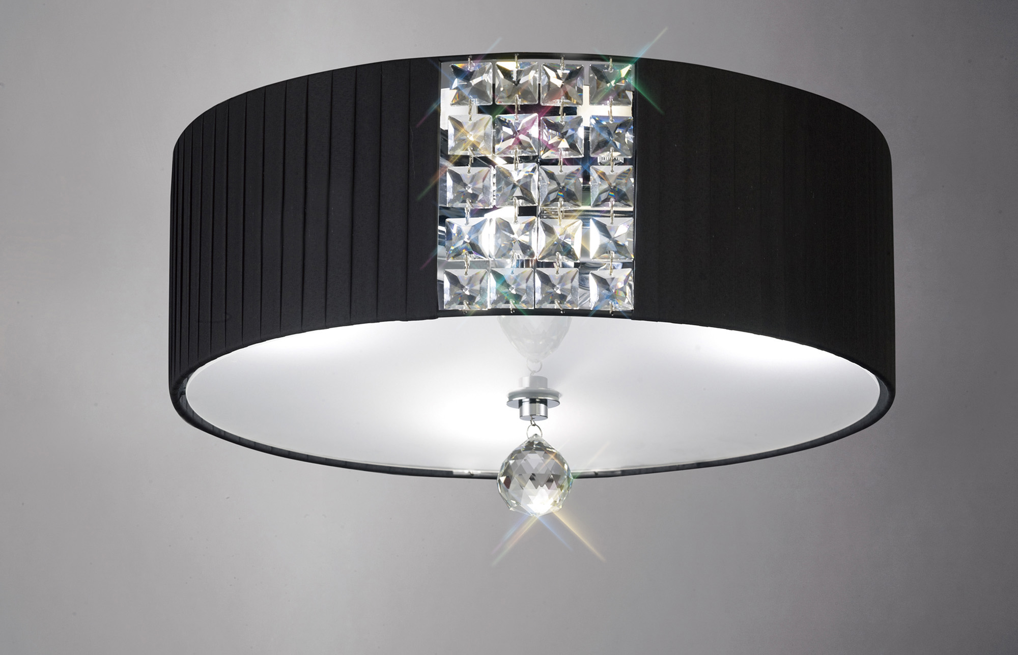 Evelyn Polished Chrome-Black Crystal Ceiling Lights Diyas Flush Crystal Fittings Evelyn Polished Chrome-Black Crystal Ceiling Lights Diyas Flush Crystal Fittings